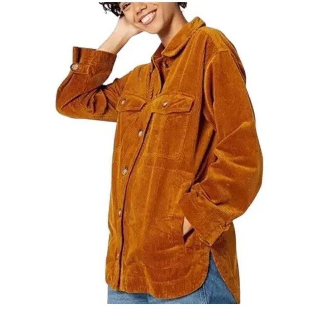 Madewell Shirt Jacket Yorkwell Corduroy Antique Gold Mustard Button Down Size S